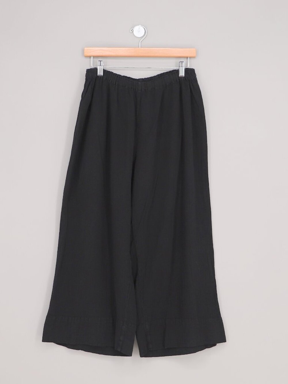 Oh My Gauze! Black Cotton Gauze Wide Leg Cropped Pants Size 2(L/XL)